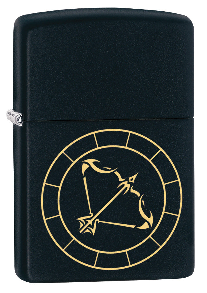 Zippo Sagittarius Zodiac Sign Black Matte Pocket Lighter Zippo